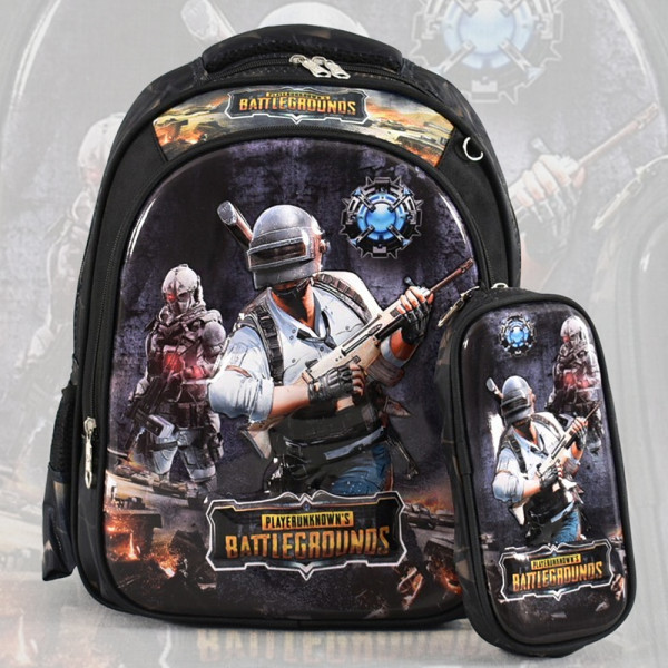 Ортопедична ученическа раница за първокласници, с 3Д картинка и несесер BATTLEGROUNDS 5261